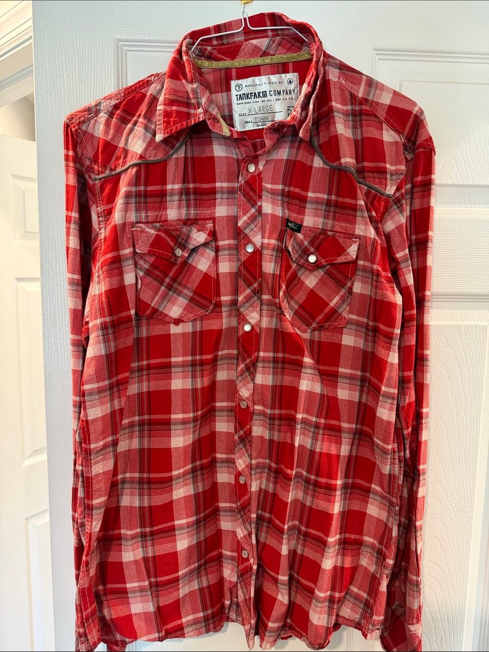 Red Plaid Tank Farm Long Sleeve Shirt - Men
